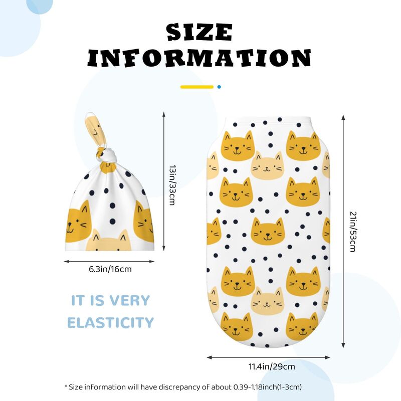 Huglittle Playful Cat & Polka Dot Newborn Swaddle Set