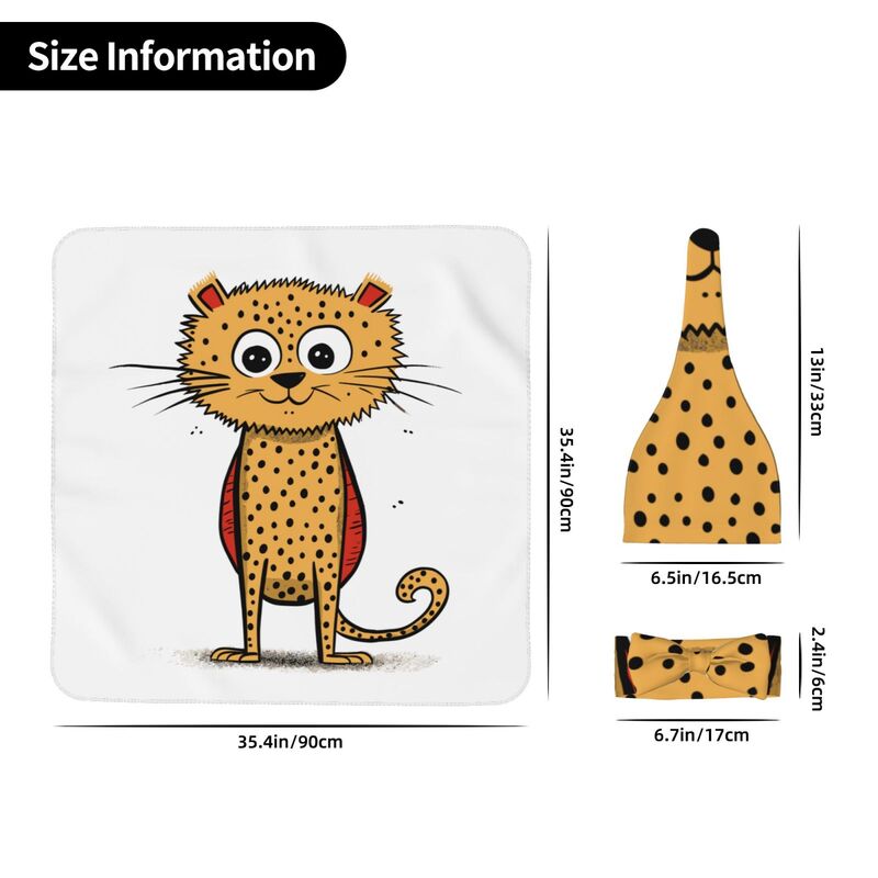 HugLittle Cheetah Baby Beanie, Headband & Swaddle Set