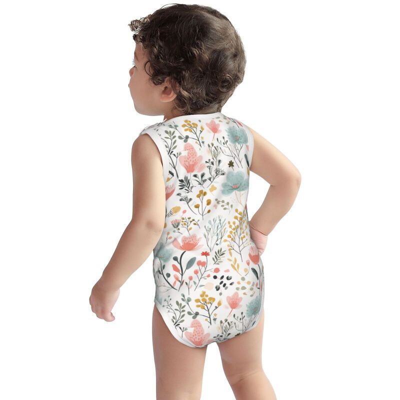 HugLittle Whimsical Floral Baby Bodysuit - Sleeveless & Soft