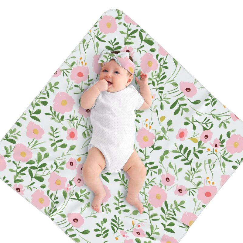 Huglittle Baby Swaddle & Headband Set - Whimsical Floral Design