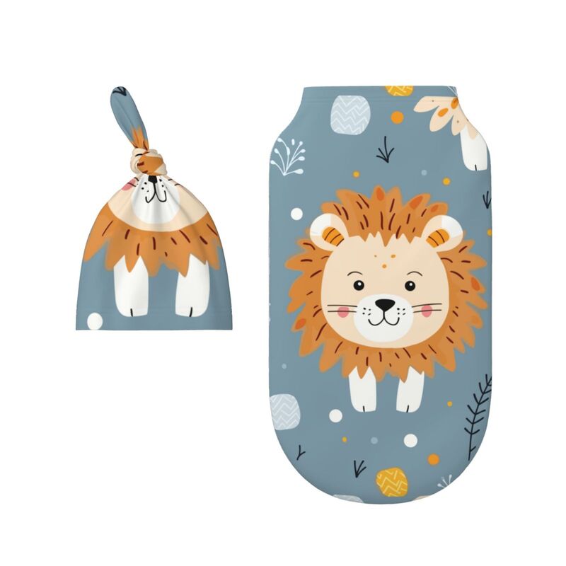 Huglittle Enchanted Lion Swaddle & Hat Set for Newborns