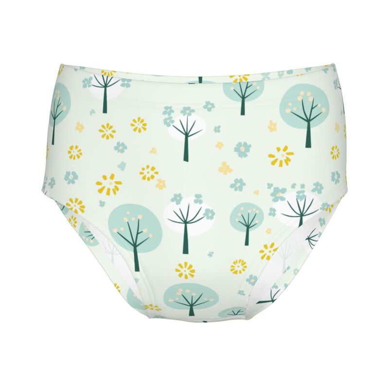 HugLittle Girl's Whimsical Woodland Briefs: Soft Cyan & Yellow Playful Patterns