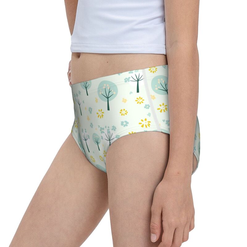 HugLittle Girl's Whimsical Woodland Briefs: Soft Cyan & Yellow Playful Patterns