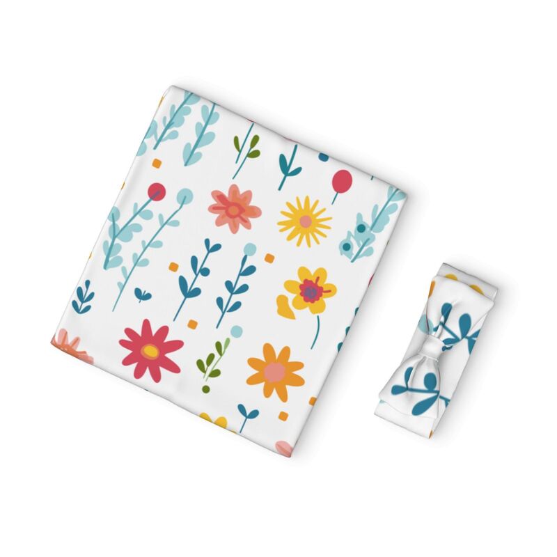 Huglittle Floral Baby Swaddle & Headband Set - Enchanted Garden