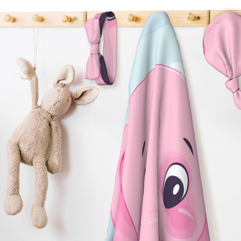 Huglittle Pink Elephant Baby Beanie & Swaddle Set - Cozy Comfort