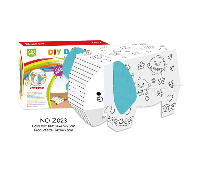 3D Cardboard Elephant DIY Graffiti Kit for Early Learning Fun Huglittle