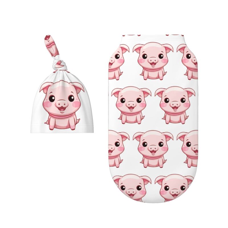 HugLittle Newborn Swaddle & Hat Set - Whimsical Piglet Design