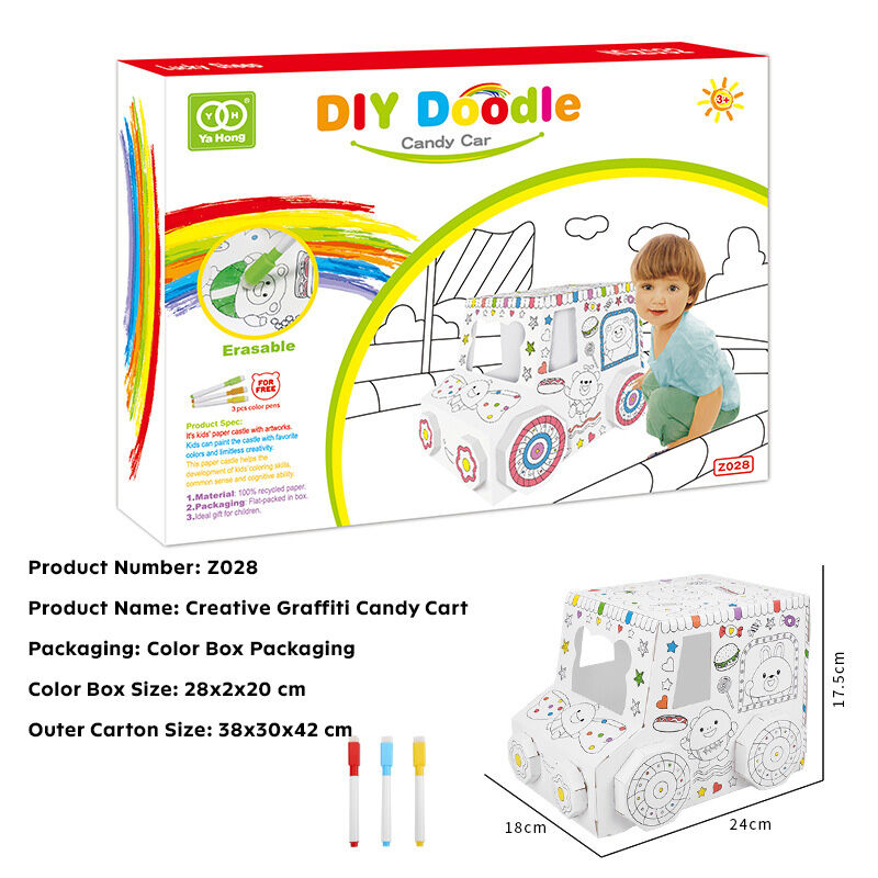 3D DIY Graffiti Candy Car Coloring Paper Toy Huglittle