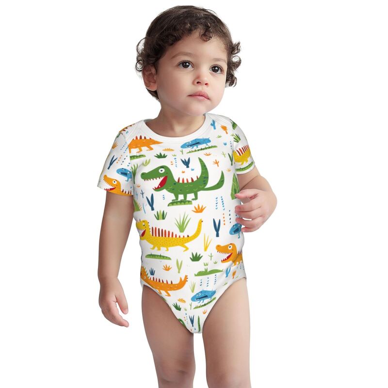 Huglittle Vibrant Dino Pattern Baby Bodysuit