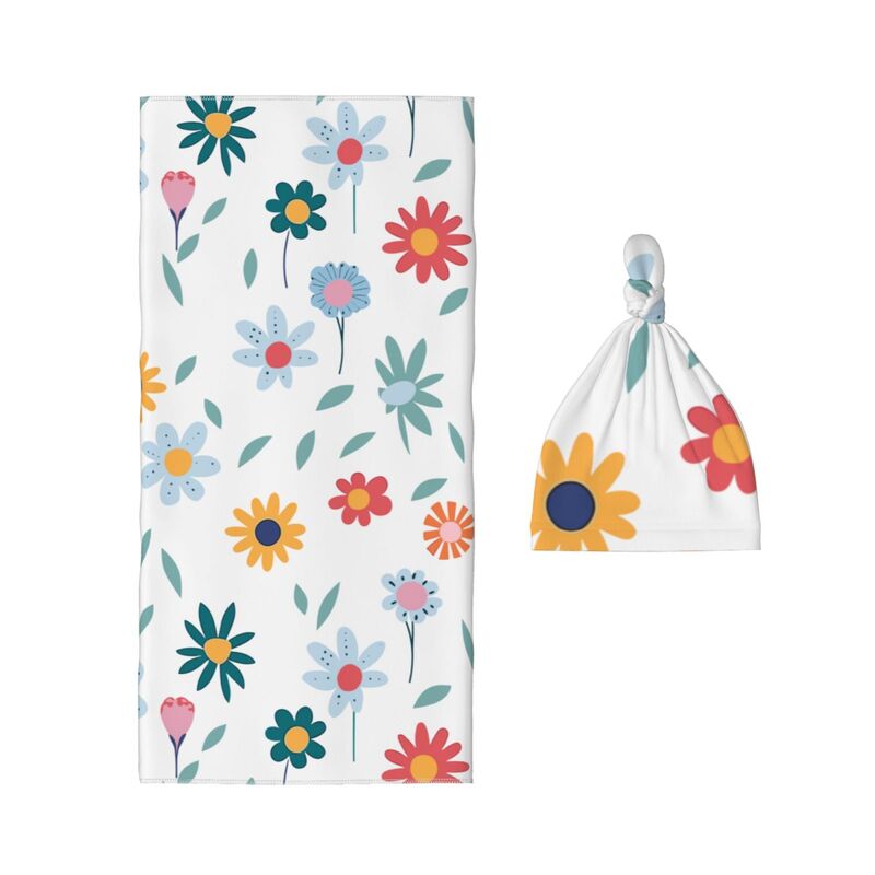 Huglittle Floral Swaddle & Beanie Set for Infants