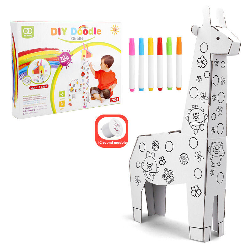 3D Cardboard Elephant DIY Graffiti Kit for Early Learning Fun Huglittle