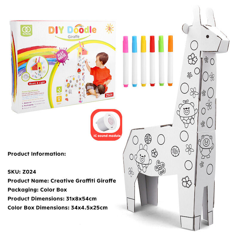 3D Cardboard Elephant DIY Graffiti Kit for Early Learning Fun Huglittle