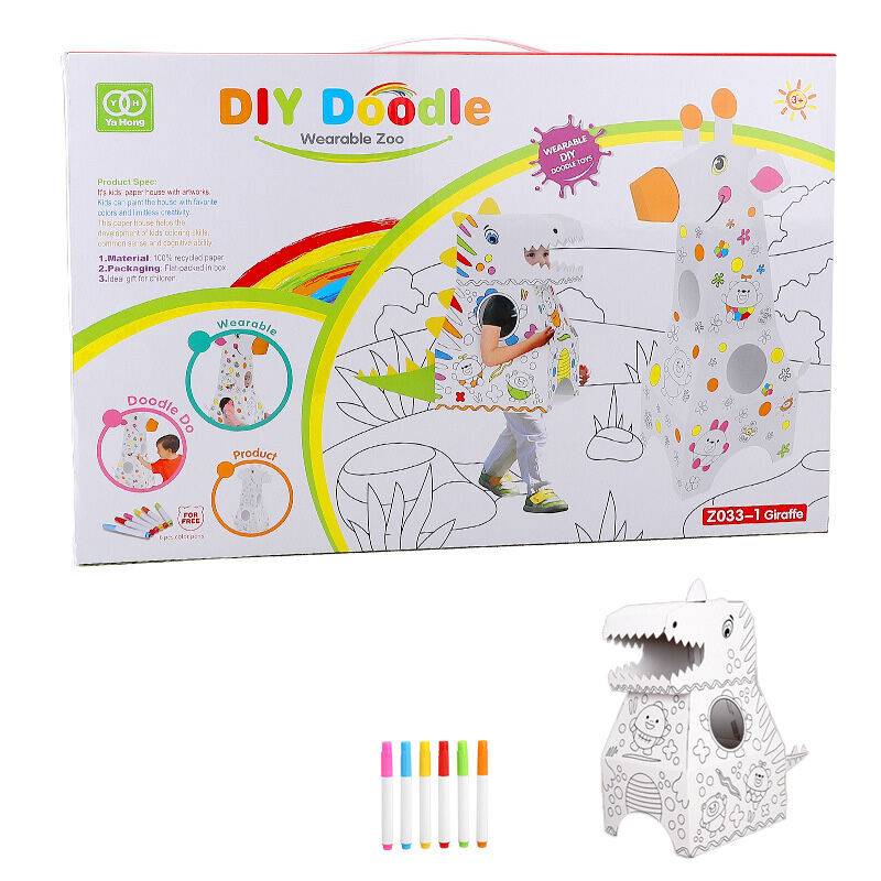 Doodle Dinosaur Cardboard Playhouse DIY - 3D Wearable Dinosaur Huglittle