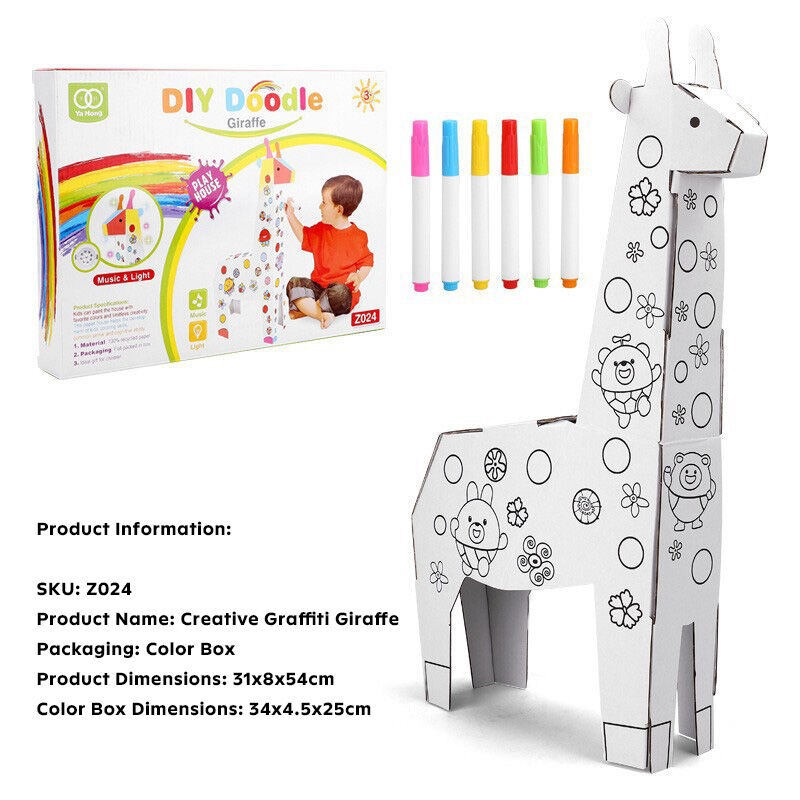3D Cardboard Elephant DIY Graffiti Kit for Early Learning Fun Huglittle