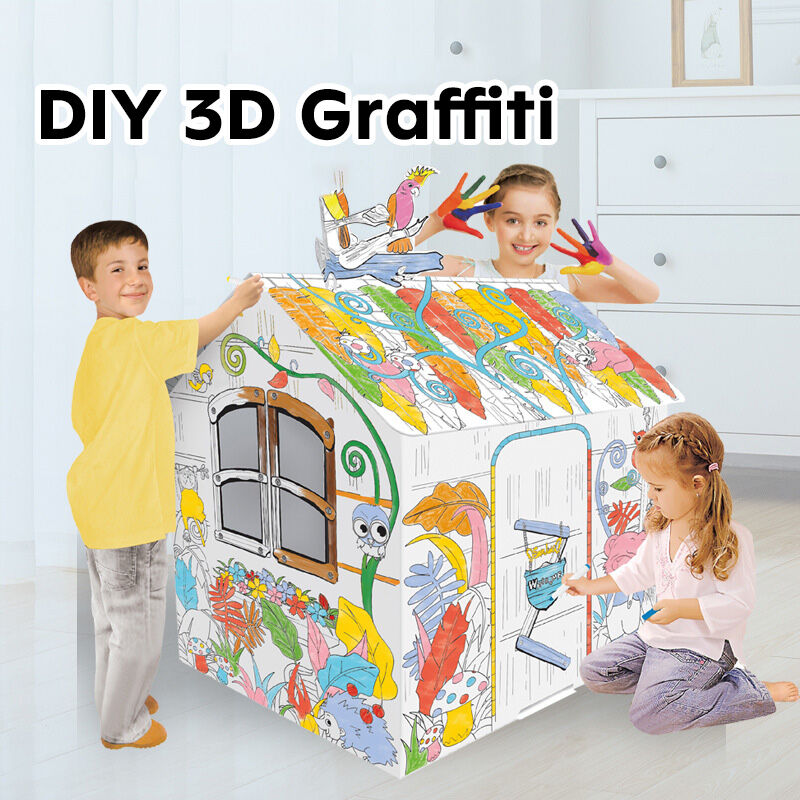 Large Playhouse - Jungle House Cardboard Playhouse for Kids Huglittle