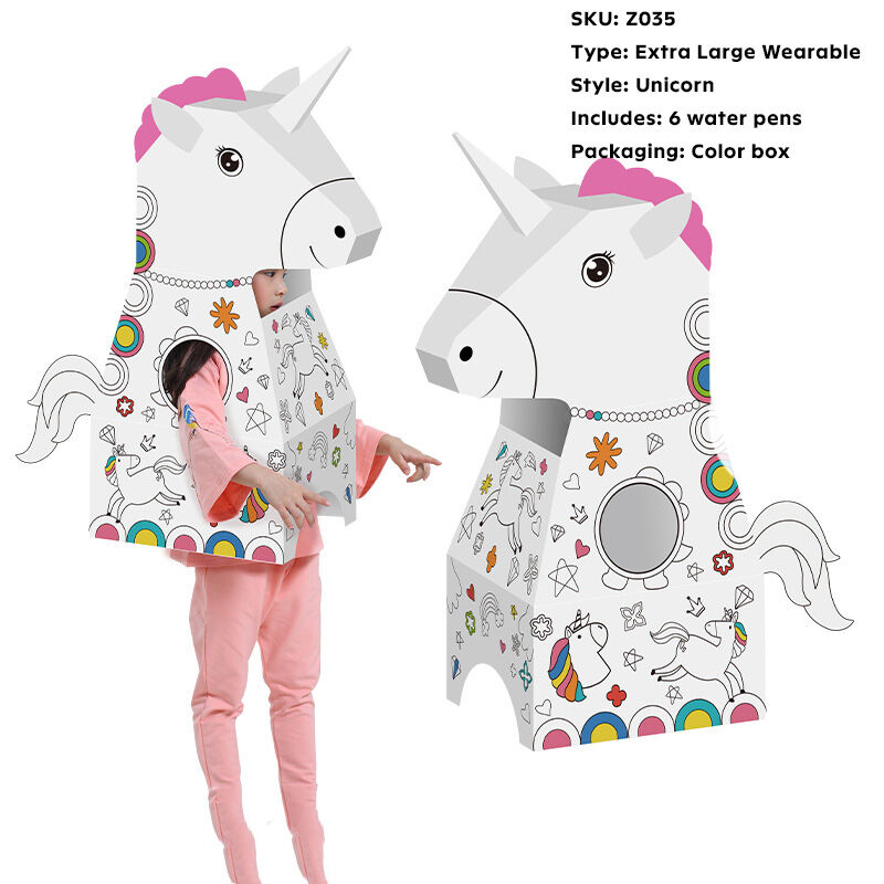 Doodle Dinosaur Cardboard Playhouse DIY - 3D Wearable Unicorn Huglittle