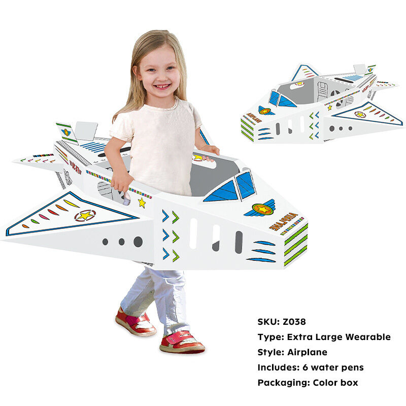 Doodle Dinosaur Cardboard Playhouse DIY - 3D Wearable Airplane Huglittle