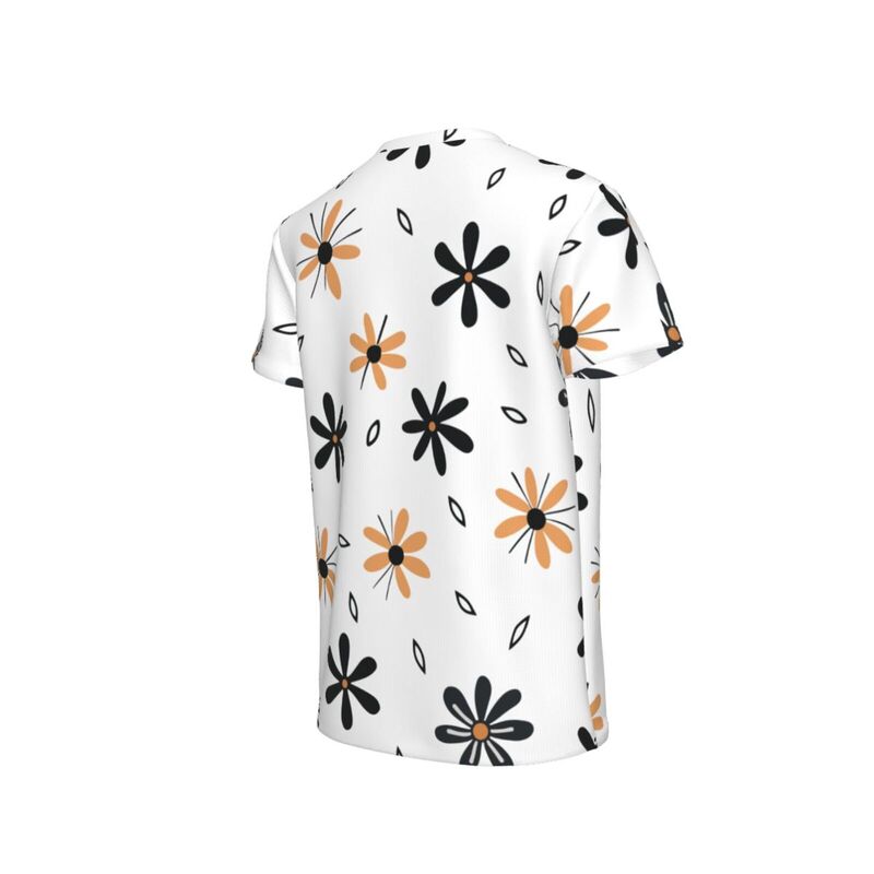 HugLittle Boy's T-Shirt with Playful Daisy Design in Black and Orange