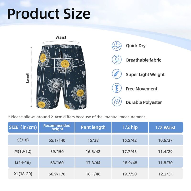 Huglittle Dandelion-Inspired Teen Beach Trunks - Foster Creativity & Adventure