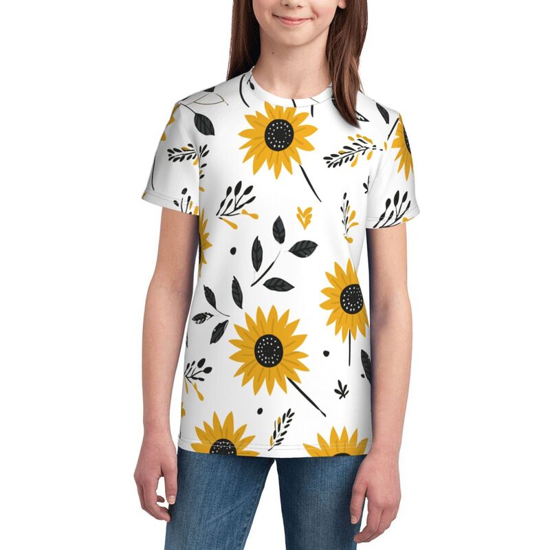 Huglittle Youth Short Sleeve T-Shirt: Sunflower Folk Tale Design for Creative Exploration