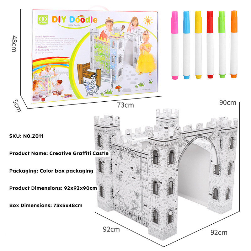 Doodle Castle Creative DIY Cardboard Playhouse - Children's Early Education Huglittle