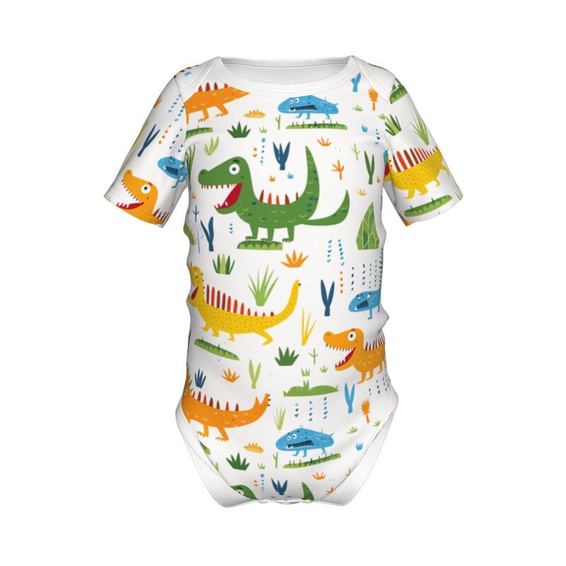 Huglittle Vibrant Dino Pattern Baby Bodysuit