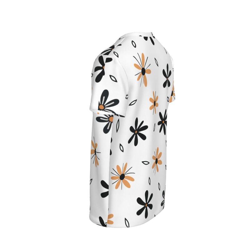 HugLittle Boy's T-Shirt with Playful Daisy Design in Black and Orange