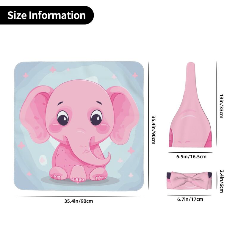 Huglittle Pink Elephant Baby Beanie & Swaddle Set - Cozy Comfort