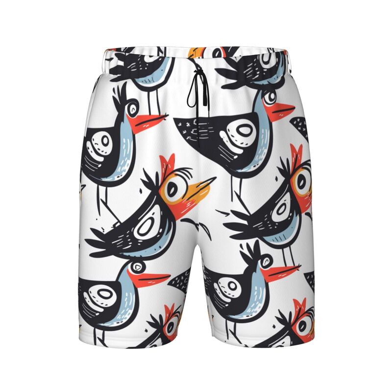 Huglittle Vibrant Bird-Themed Teen Beach Trunks: Expressive, Multicultural & Unique