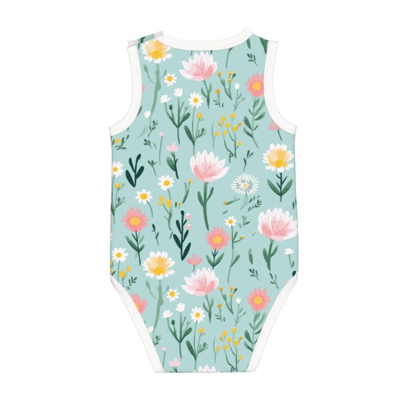 Huglittle Vibrant Floral Baby Bodysuit - Sleeveless & Soft