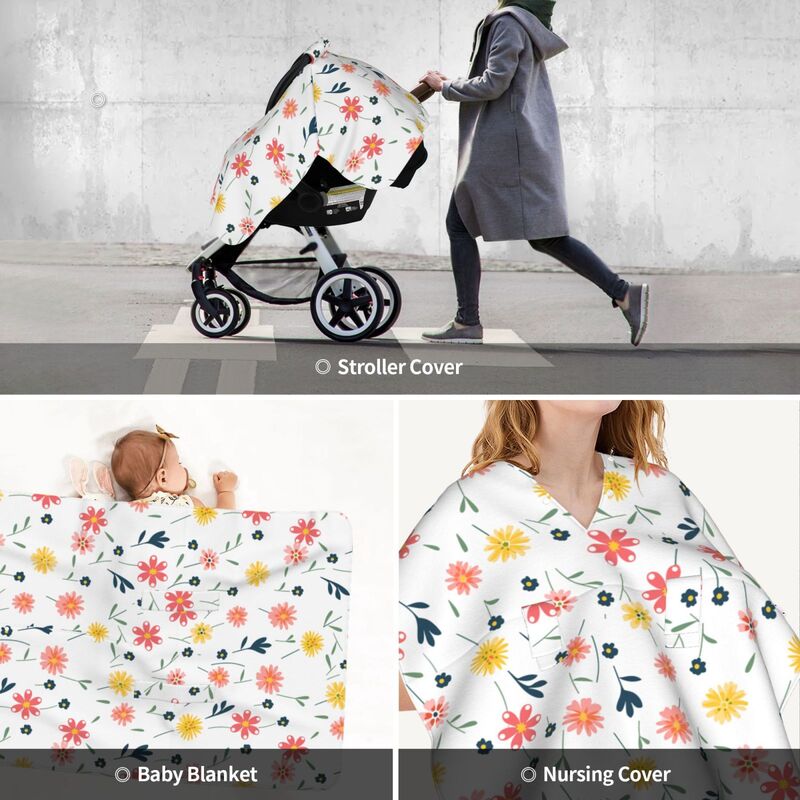 HugLittle Floral Car Seat Canopy & Nursing Cover - Kid-Friendly Design