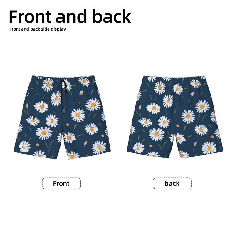 Huglittle Vibrant Blue Teen Beach Trunks with Whimsical Daisy Design