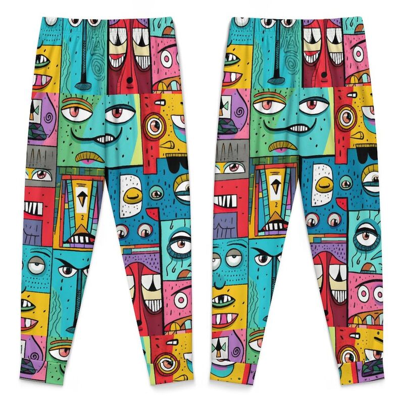 HugLittle Vibrant Cartoon Faces Children's Pajamas: Urban Surrealism Meets Happy Expressionism