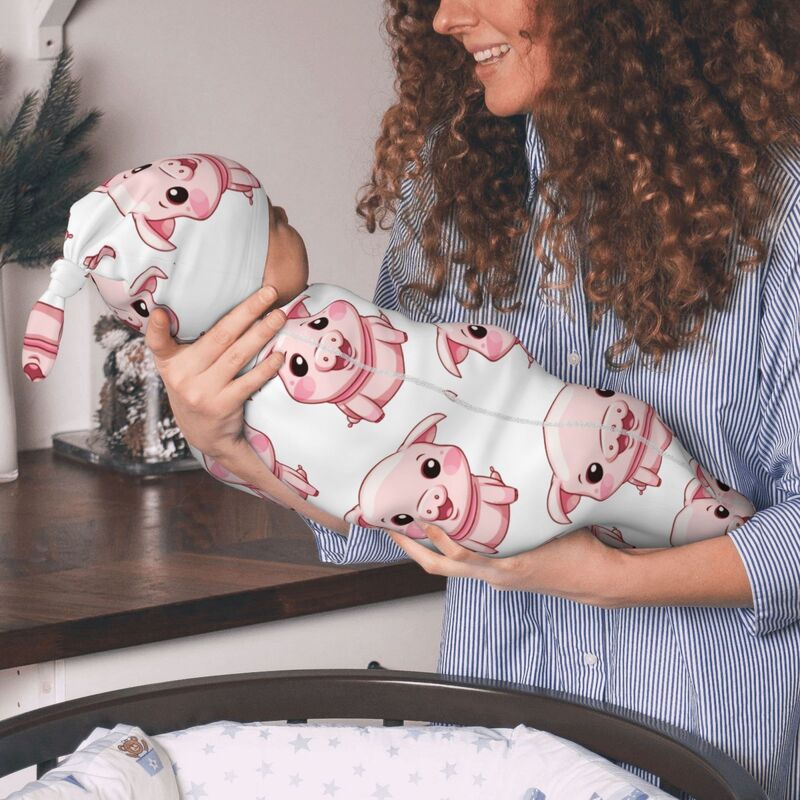 HugLittle Newborn Swaddle & Hat Set - Whimsical Piglet Design