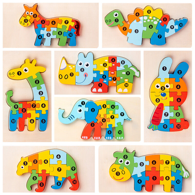 Imaginative Play Wooden Puzzle Blocks: Explore the Animal Kingdom