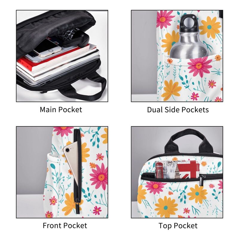 Huglittle Whimsical Garden Lightweight Backpack - Vibrant Floral Pattern for Kids