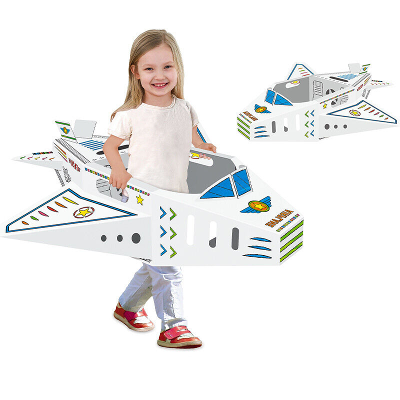 Doodle Dinosaur Cardboard Playhouse DIY - 3D Wearable Airplane Huglittle