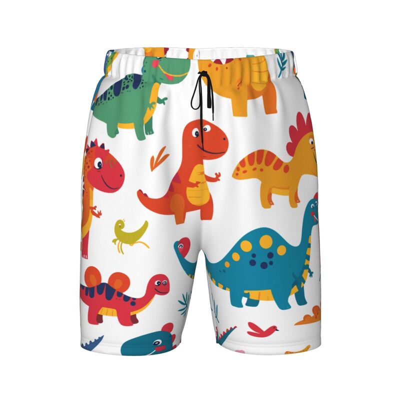 HugLittle Vibrant Dinosaur Pattern Teen Beach Trunks for Playful Exploration