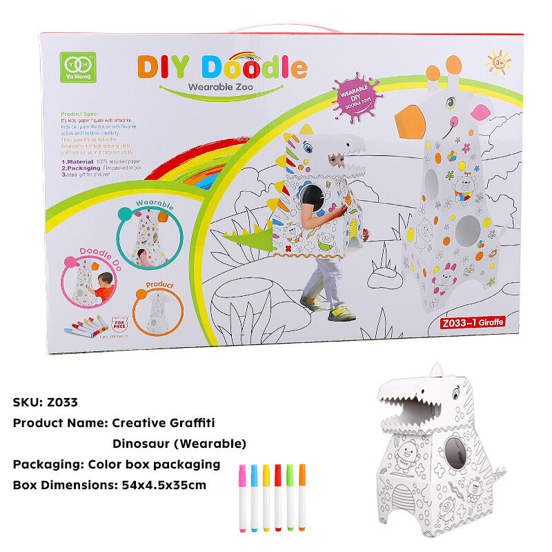 Doodle Dinosaur Cardboard Playhouse DIY - 3D Wearable Dinosaur Huglittle