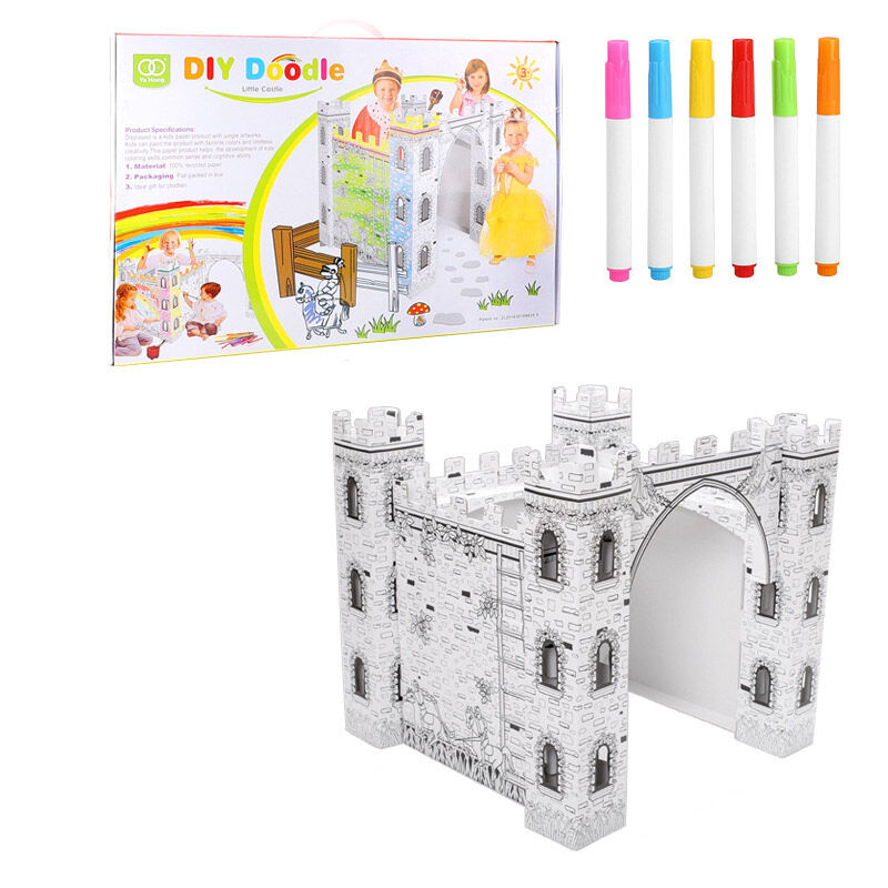 Doodle Castle Creative DIY Cardboard Playhouse - Children's Early Education Huglittle