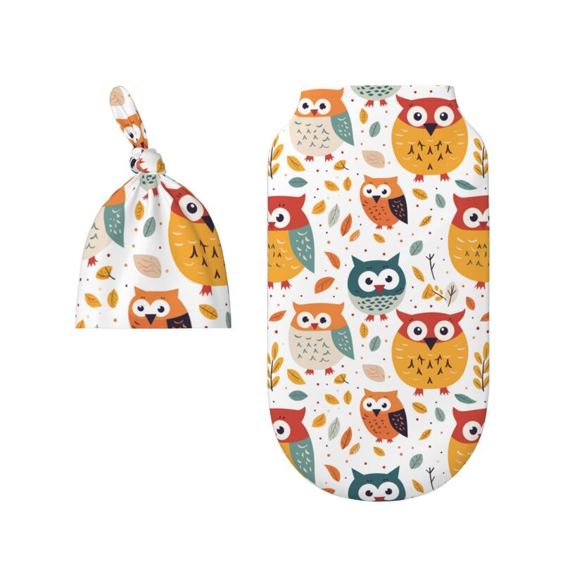 Huglittle Newborn Owl Swaddle & Hat Set - Autumnal Nature Design