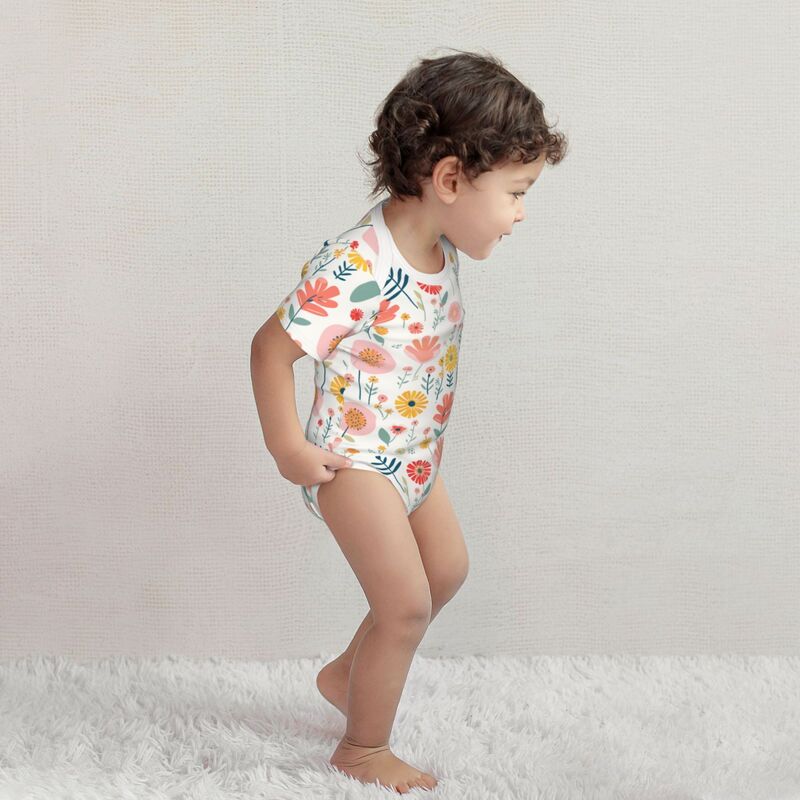 Huglittle Whimsical Garden Baby Bodysuit - Pastel Tones