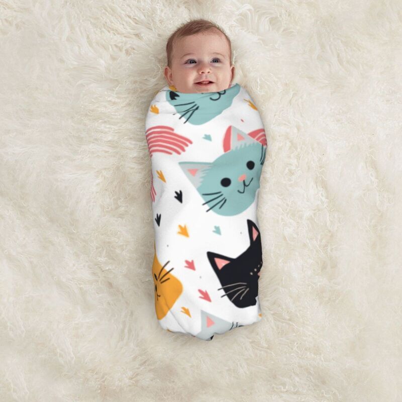HugLittle Whimsical Cat Swaddle Blanket for Newborns