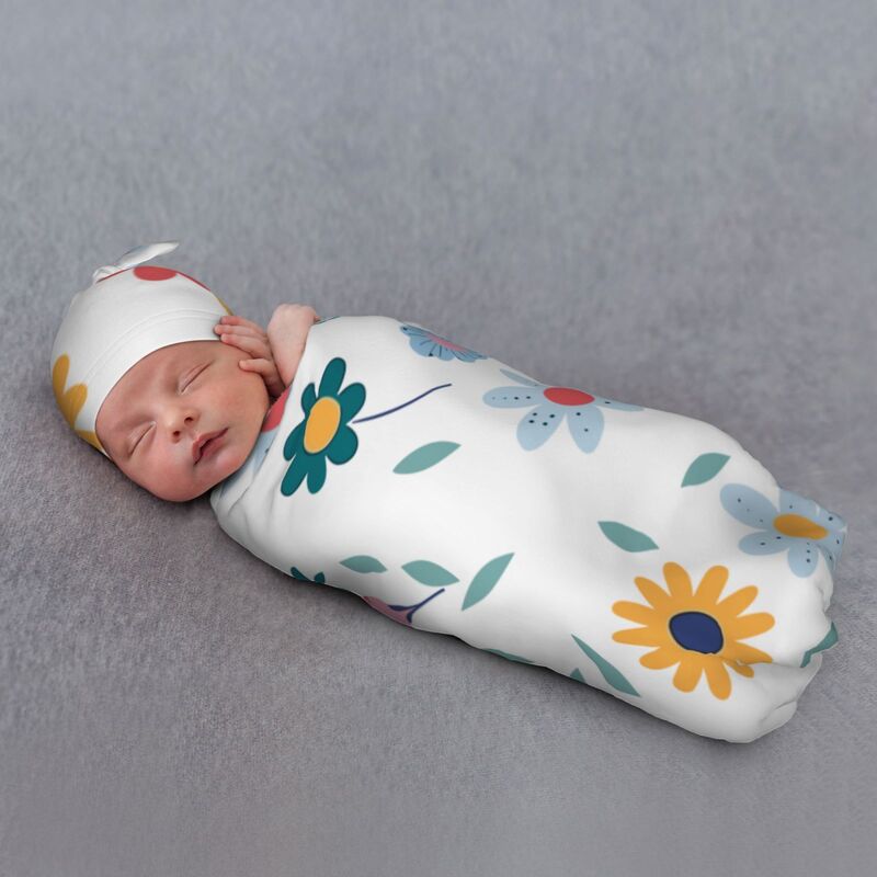Huglittle Floral Swaddle & Beanie Set for Infants