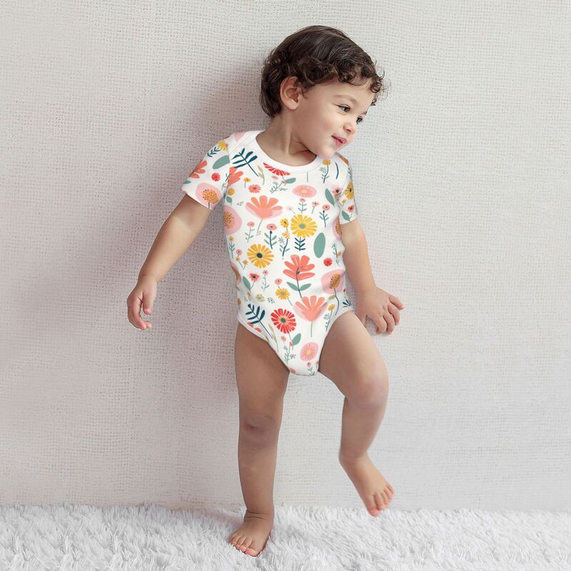 Huglittle Whimsical Garden Baby Bodysuit - Pastel Tones