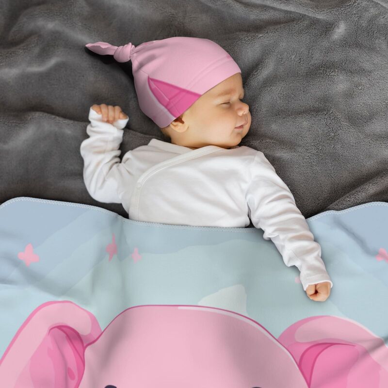 Huglittle Pink Elephant Baby Beanie & Swaddle Set - Cozy Comfort