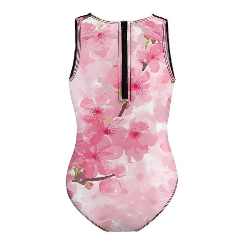 Huglittle Sakura Blossom Girls' One-Piece Swimsuit - Tranquil & Vivid Design