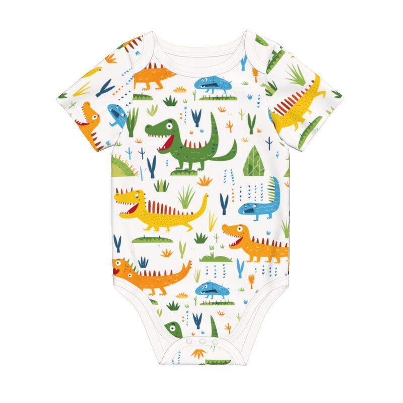Huglittle Vibrant Dino Pattern Baby Bodysuit