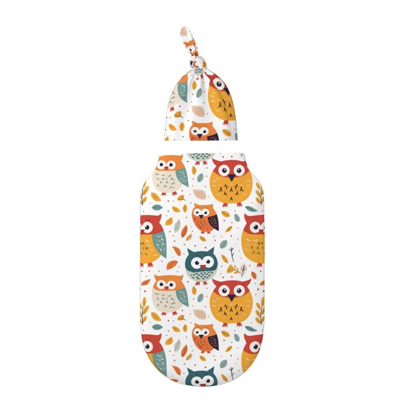Huglittle Newborn Owl Swaddle & Hat Set - Autumnal Nature Design