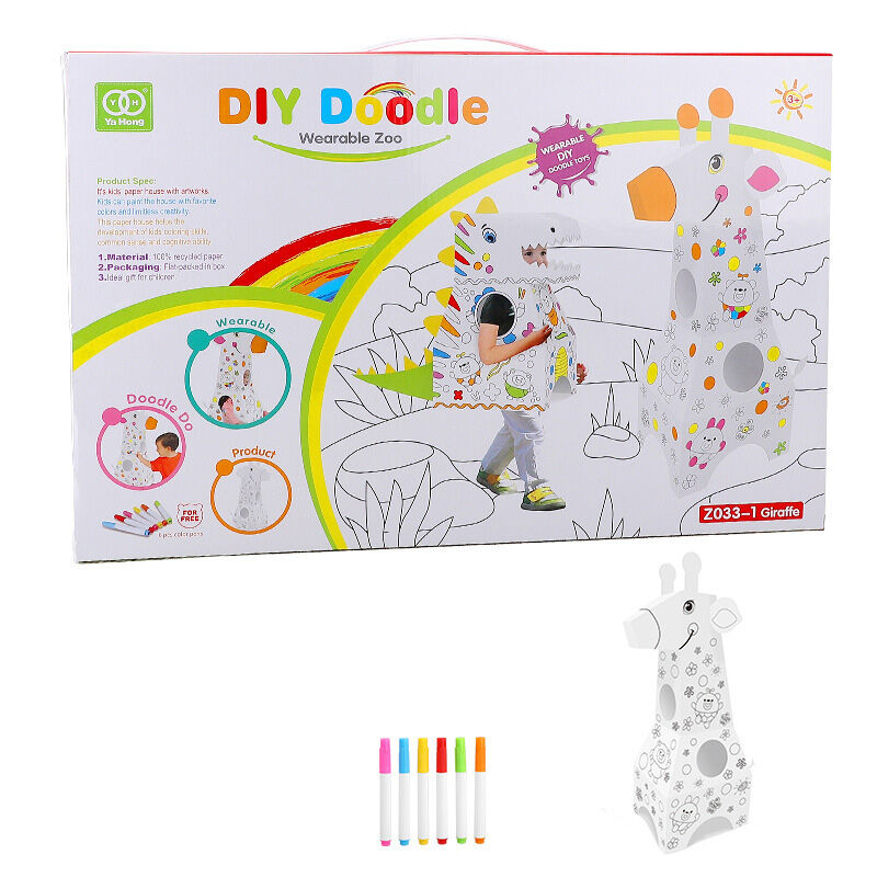 Doodle Dinosaur Cardboard Playhouse DIY - 3D Wearable Giraffe Huglittle
